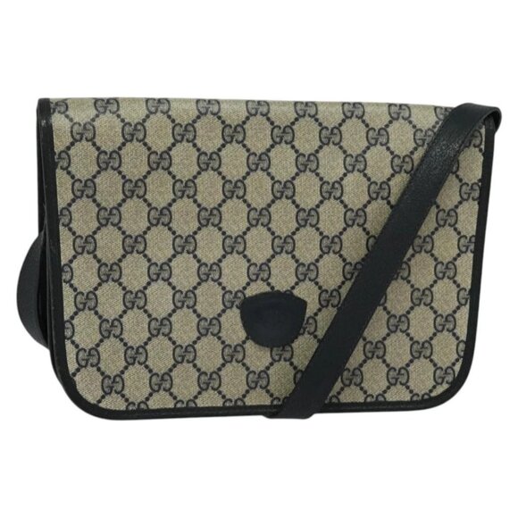 GUCCI GG Supreme Shoulder Bag PVC Navy Gold - Picture 1 of 15